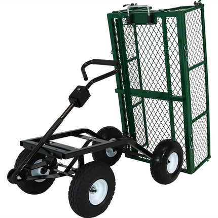 Sunnydaze Heavy-Duty Steel Dump Utility Garden Cart with Removable Sides, 400 Pound Capacity