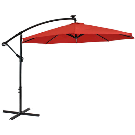 Sunnydaze Offset Outdoor Patio Umbrella with Solar LED Lights, 9-Foot,  Multiple Colors Available