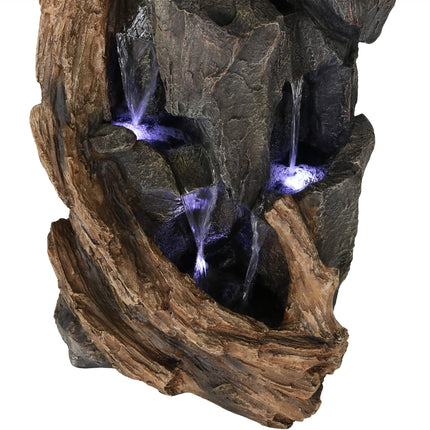 Sunnydaze Cascading Mountainside Outdoor Water Fountain with LED Lights, 35-Inch Tall
