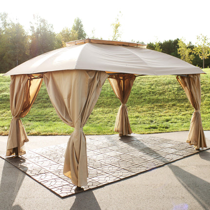Sunnydaze 10 x 13 Foot Soft Top Patio Gazebo with Screens and Privacy Walls