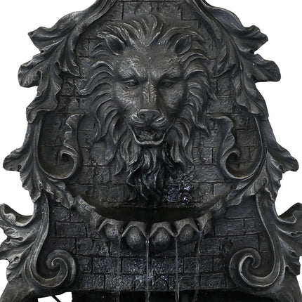 Sunnydaze Stoic Courage Lion Head Outdoor Solar Wall Water Fountain with Battery Backup, Wall-Mounted Waterfall Feature, 30-Inch