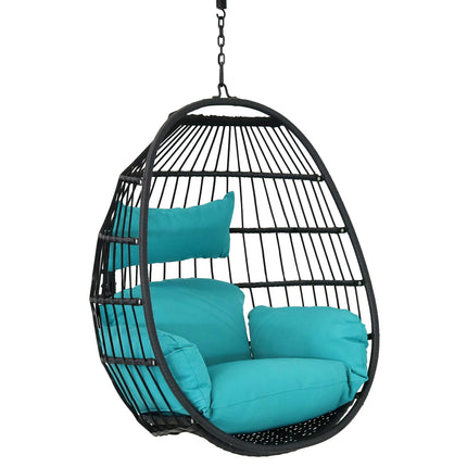 Sunnydaze Dalia Steel Hanging Egg Chair with Cushions, 45-Inch