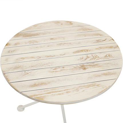Sunnydaze French Country European Chestnut Wood White Round Bistro Table, 28-Inch Round