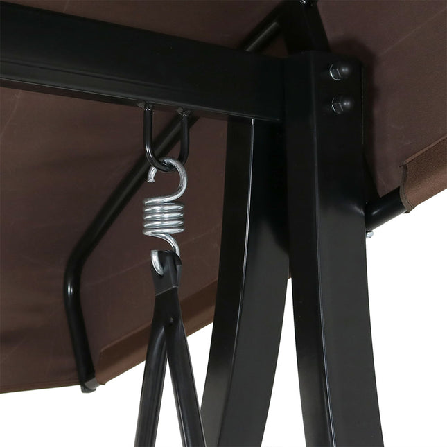 Sunnydaze Deluxe Steel Frame Cushioned Garden Swing with Canopy and Side Tables, 3-Person, for Patio or Yard