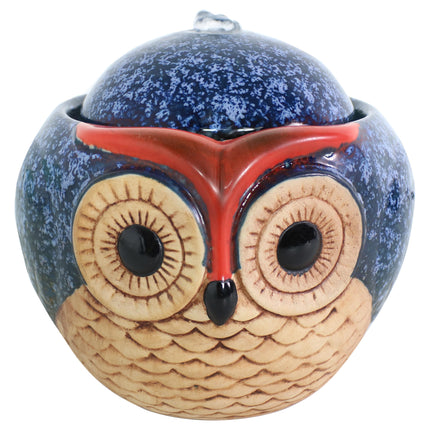 Sunnydaze Ceramic Owl Indoor Tabletop Water Fountain, 6-Inch