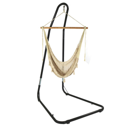 Sunnydaze Mayan Rope Hammock Chair and Adjustable Stand, Comfortable Hanging Swing Seat