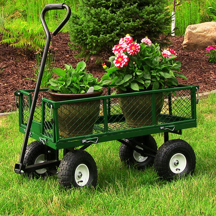 Sunnydaze Utility Cart with Removable Folding Sides, 400 Pound Weight Capacity