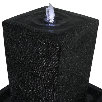Sunnydaze Large Pillar Outdoor Water Fountain with LED Lights, 40-Inch Tall