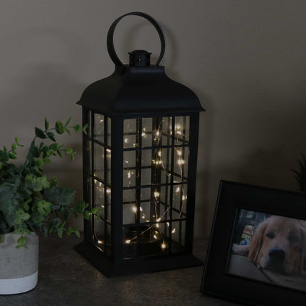 Sunnydaze Oyster Bay Indoor Decorative LED Lantern, 13-Inch