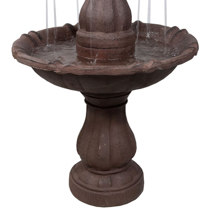 Sunnydaze 2-Tier Curved Plinth Outdoor Water Fountain, 38 Inch Tall