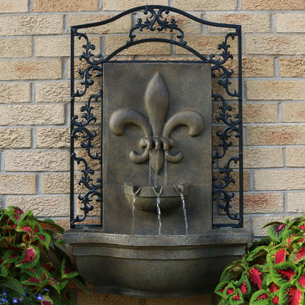 Sunnydaze French Lily Solar Outdoor Wall Fountain, Includes Solar Pump and Panel