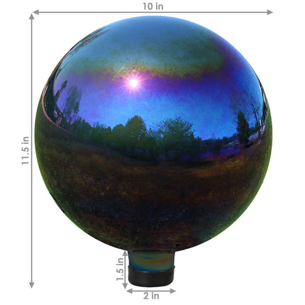 Sunnydaze 10-Inch Glass Gazing Globe Ball with Mirrored Finish, Color Options Available