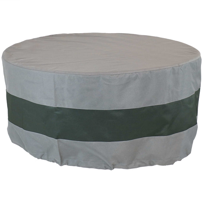Sunnydaze Round 2-Tone Outdoor Fire Pit Cover - Gray/Green Stripe - Multiple Sizes