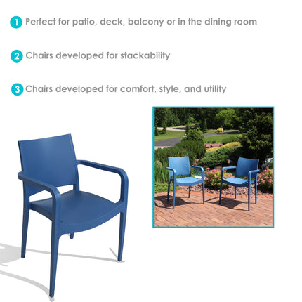 Sunnydaze Landon All-Weather Plastic Patio Dining Armchair Seat - Commercial Grade - Modern  Design - Indoor or Outdoor Use - Multiple Options Available