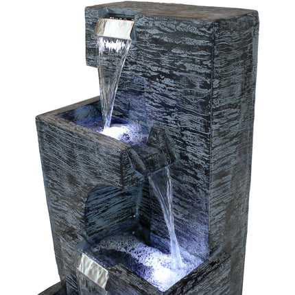 Sunnydaze Contemporary Cascading Tower Outdoor Water Fountain, 32-Inch