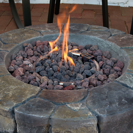 Sunnydaze Outdoor 30-Inch Cast Stone Propane Gas Fire Pit with Lava Rocks