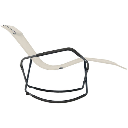 Sunnydaze Outdoor Folding Rocking Chaise Lounge Chair with Headrest Pillow
