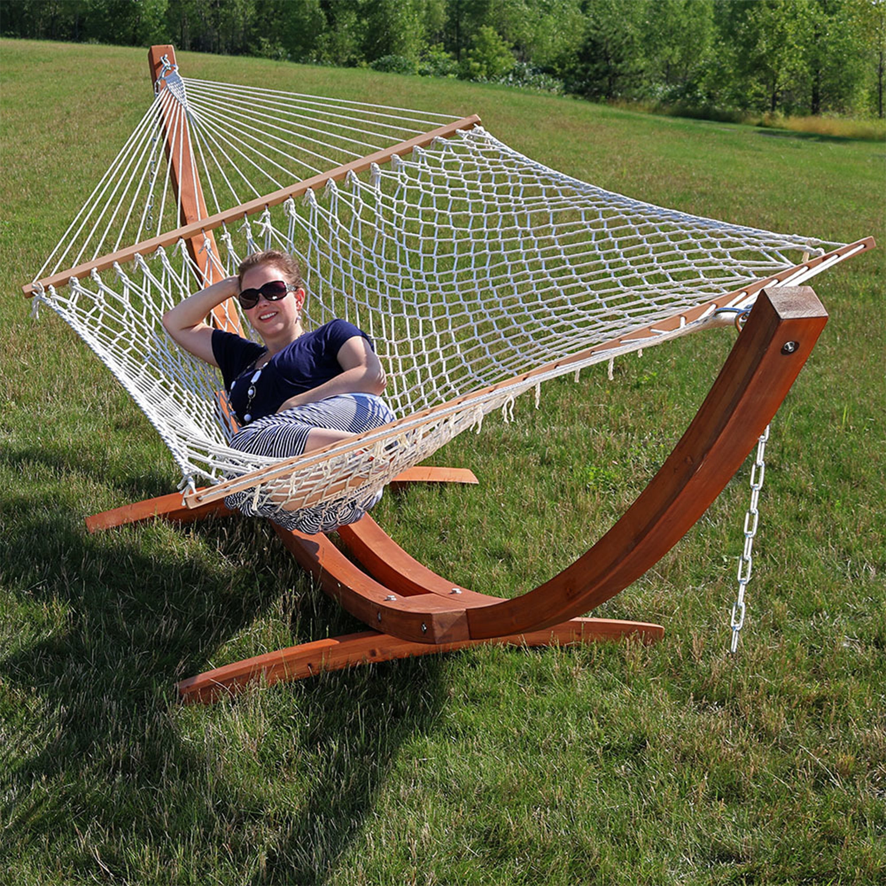 Wooden Hammock Double Hammock Sun Lounger Outdoor Hammock 59