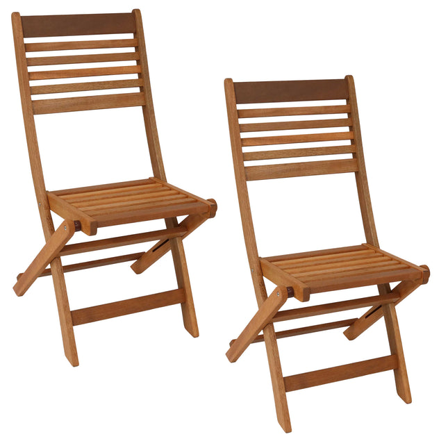 Sunnydaze Meranti Wood with Teak Oil Finish Outdoor Folding Patio Chairs, Set of 2