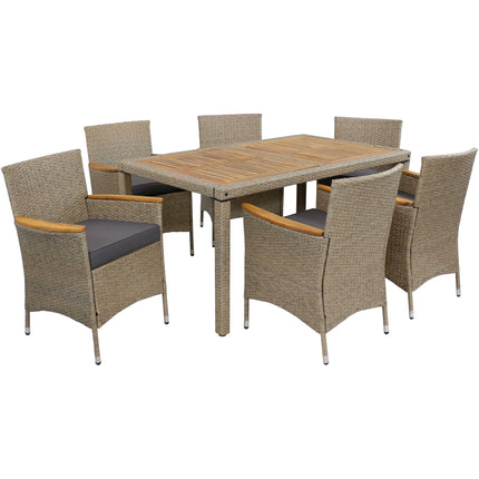 Sunnydaze Foxford 7-Piece Outdoor Patio Dining Set with Cushions