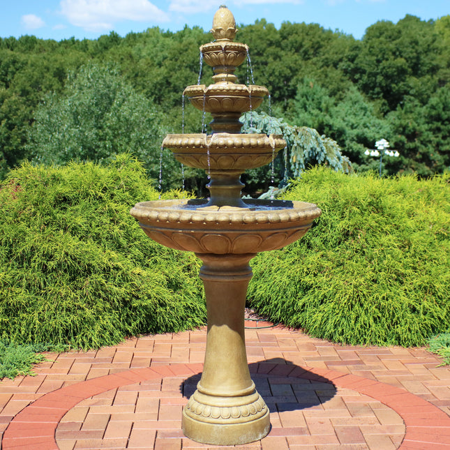 Sunnydaze Large 4-Tier Eggshell Outdoor Water Fountain with LED Lights, 65 Inch Tall, Perfect for Patio or Yard