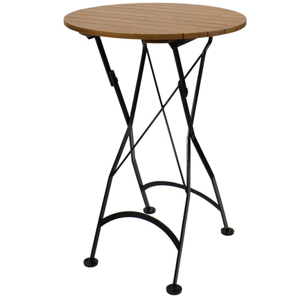 Sunnydaze Bar Height Folding European Chestnut Wood Table, 28" Round
