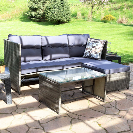 Sunnydaze Longford Outdoor Patio Sectional Sofa Set with Coffee Table and Cushions