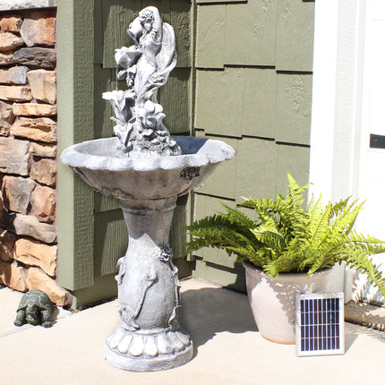 Sunnydaze Fairy Flower Solar with Battery Backup Outdoor Water Fountain, 42.5 Inches Tall