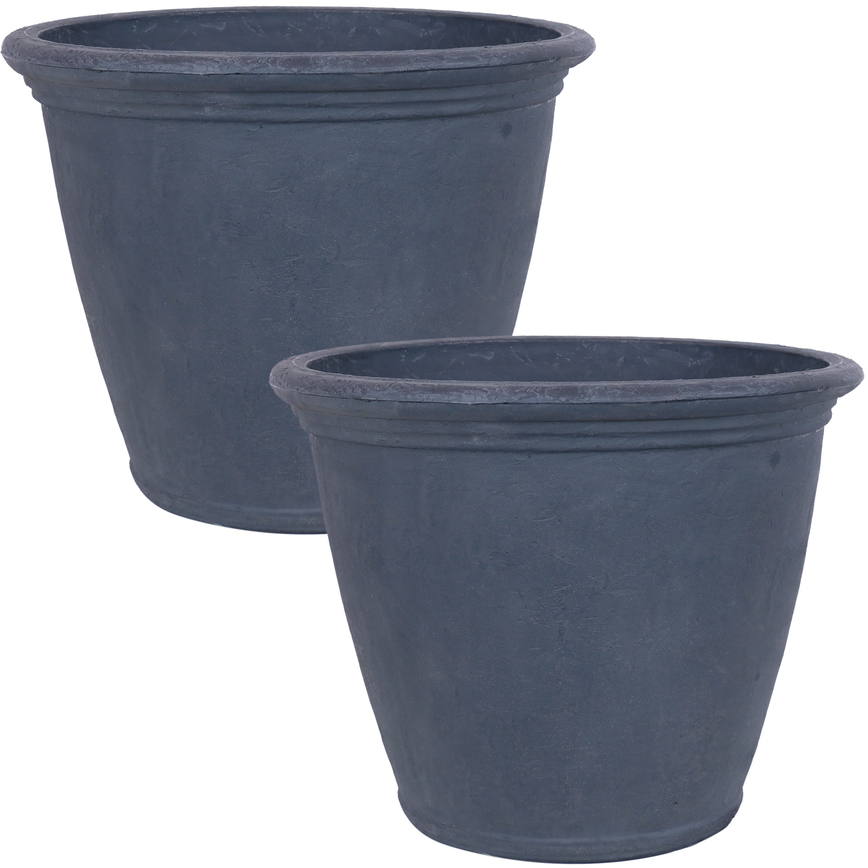 24 inch indoor planter pots Sunnydaze Anjelica Indoor and Outdoor Resin Planter with Slate Finish, 24- Inch Diameter – Serenity Health & Home Decor