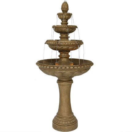 Sunnydaze Large 4-Tier Eggshell Outdoor Water Fountain with LED Lights, 65 Inch Tall, Perfect for Patio or Yard