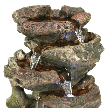 Sunnydaze 5-Step Rock Falls Tabletop Fountain with LED Lights, 14 Inch Tall