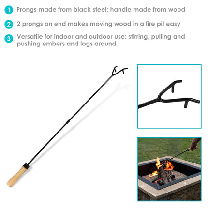 Sunnydaze Fire Pit Poker with Wood Handle, 32 Inch Long