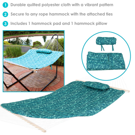 Sunnydaze Cotton Quilted Hammock Pad and Pillow - Tropical Prints