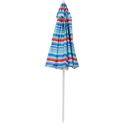 Sunnydaze 6-Foot Striped Vented Beach Umbrella with Tilt Function and UV 50 Sun Protection