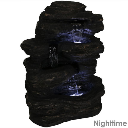 Sunnydaze Rock Falls Outdoor Waterfall Fountain with LED Lights, 24 Inch Tall