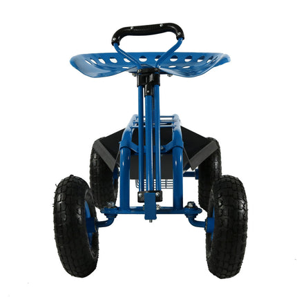 Sunnydaze Rolling Garden Cart with Extendable Steering Handle, Swivel Seat & Basket