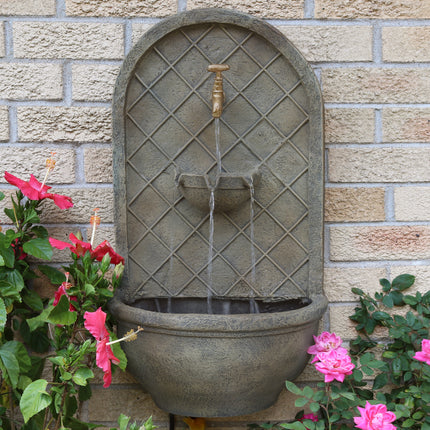Sunnydaze Messina Outdoor Wall Fountain, with Electric Submersible Pump 26-Inch Tall