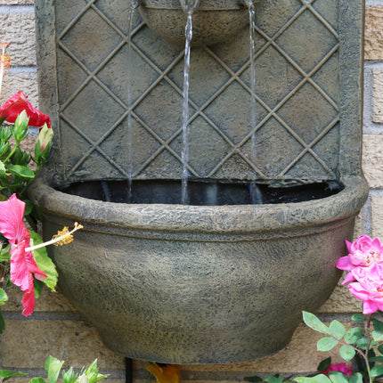 Sunnydaze Messina Outdoor Wall Fountain, with Electric Submersible Pump 26-Inch Tall
