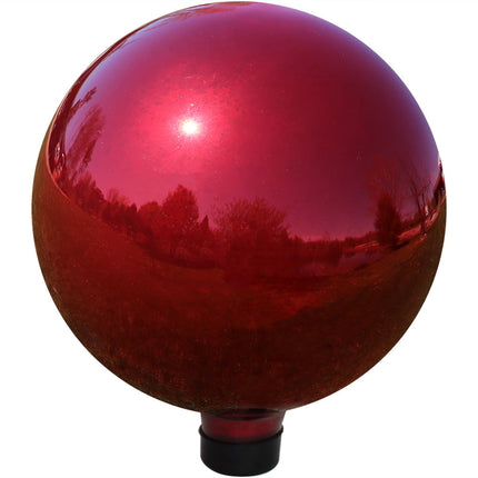 Sunnydaze 10-Inch Glass Gazing Globe Ball with Mirrored Finish, Color Options Available