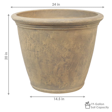 Sunnydaze Anjelica Indoor/Outdoor Planter Pot, Beige Finish, 24-Inch Diameter
