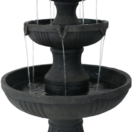 Sunnydaze Flower Blossom 3-Tier Electric Water Fountain, Black, 43 Inch Tall
