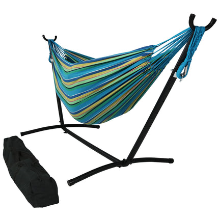 Sunnydaze Brazilian Double Hammock with Stand- 2-Person, for Outdoor Use