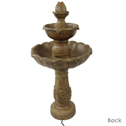 Sunnydaze Outdoor 2-Tier Blooming Flower Water Fountain, 38 Inch Tall