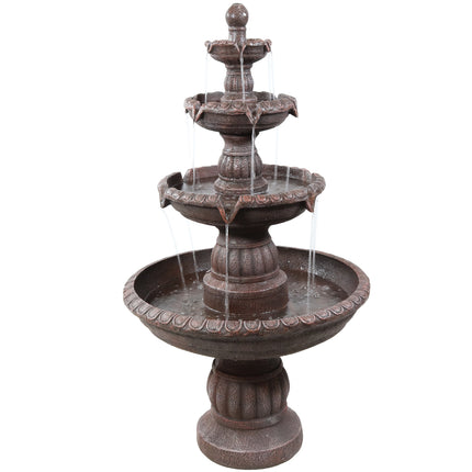 Sunnydaze Mediterranean 4-Tiered Outdoor Water Fountain, with Electric Submersible Pump, 49 Inch Tall