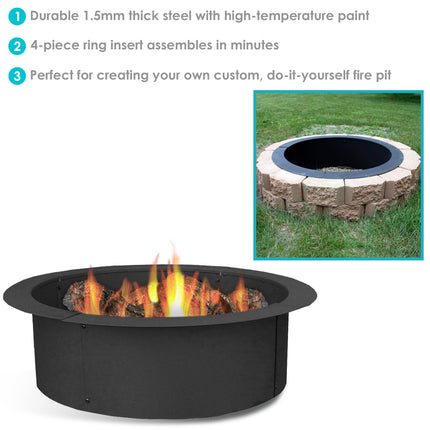 Sunnydaze Durable Steel Fire Pit Ring/Liner, DIY Fire Pit Rim Above or In-Ground