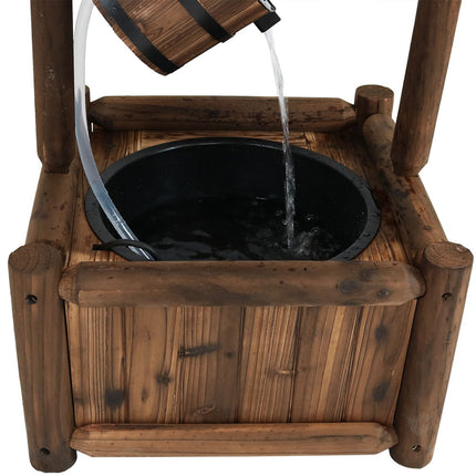 Sunnydaze Rustic Wood Wishing Well Outdoor Fountain with Liner, 46-Inch Tall