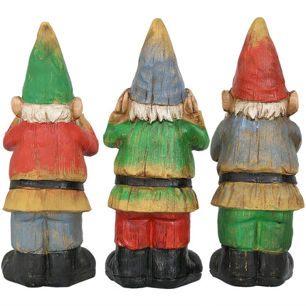 Sunnydaze Three Wise Gnomes, Hear No Evil, Speak No Evil, See No Evil Set