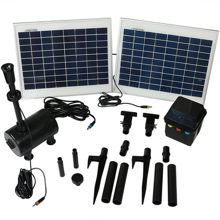 Sunnydaze Solar Pump and Panel Kit With Battery Pack and LED Light, 396 GPH, 120-Inch Lift
