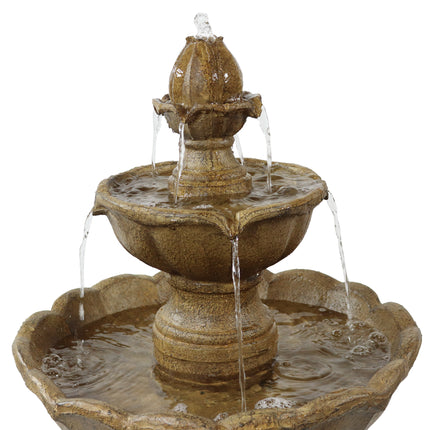 Sunnydaze Outdoor 2-Tier Blooming Flower Water Fountain, 38 Inch Tall