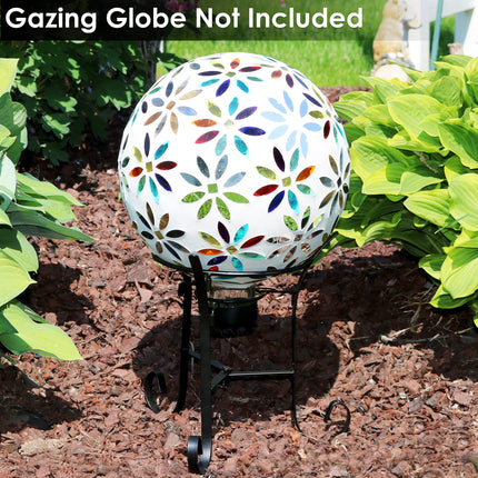 Sunnydaze Black Steel Traditional Style Gazing Globe Stand for 10-Inch or 12-Inch Gazing Balls, 9-Inch Tall